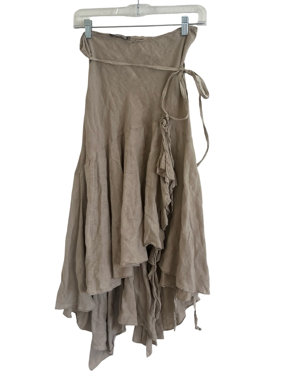 Rinascimento Beige Taupe 100% Flax Multi Layered Skirt Medium